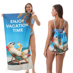 Foldable Beach Towel with Storage Bag 2-In-1 Towel