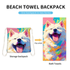 Foldable Beach Towel with Storage Bag 2-In-1 Towel