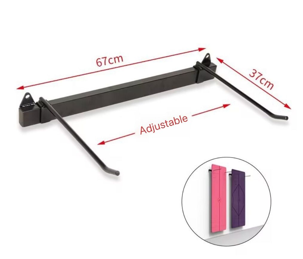 Adjustable Hanging Mat Rack - Holds up to 23" Wide Eyelet Mats