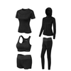Fitness Running Sports Yoga Suits 5 Pieces T Shirts Bra Shorts Pants Hoodies Set Athletic Apparel Women