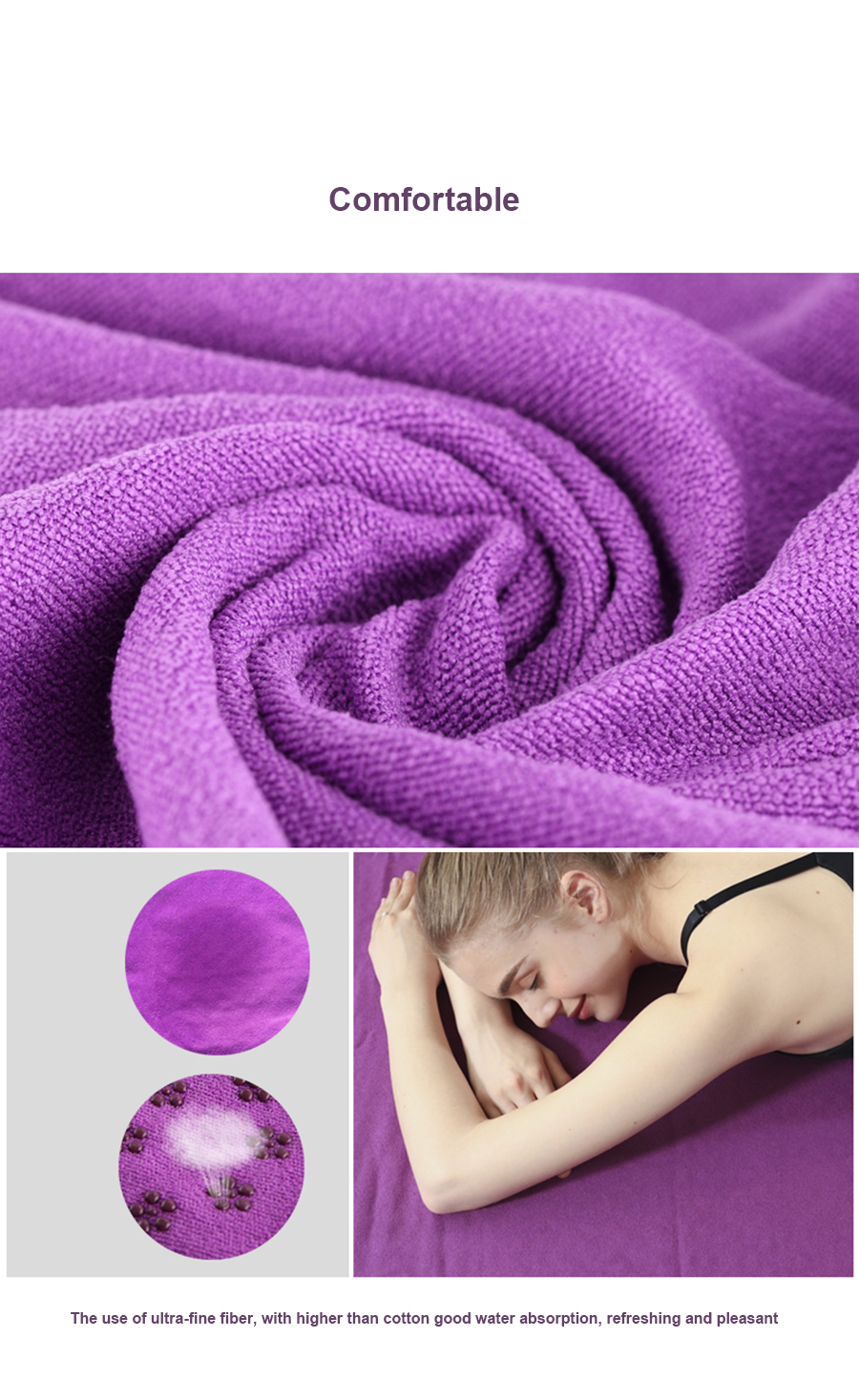 Custom Hot Yoga Mat Towel Texture 100 Absorbent Odorless Microfiber
