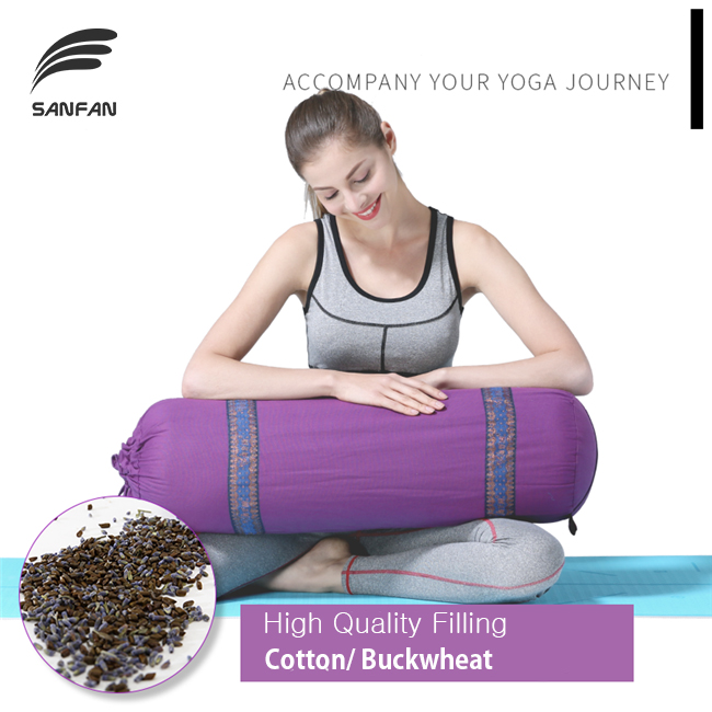 Embroidery Printing Round Shape Cotton Yoga Pillow Meditation Pilates Yoga Bolster Buckwheat Cotton Inside 