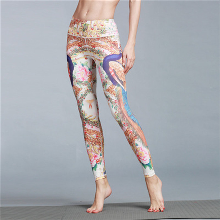 Printed Yoga Pants High Waist Fitness Workout Leggings Tummy Control Capris for WomenTummy 